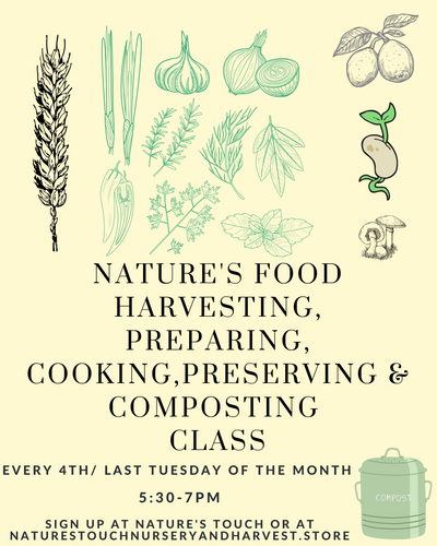 Collecting, Preparing & Cooking Class  Sunday August 27th @ 1:30 -3:30pm