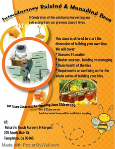 Intro to Bee Class. Sunday, August 20th  at 3:30-5:30